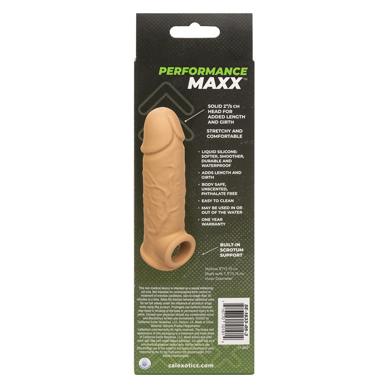 CalExotics SE-1633-05-3 Performance Maxx Life-Like Penis Extension Sleeve 7" Ivory Package Back