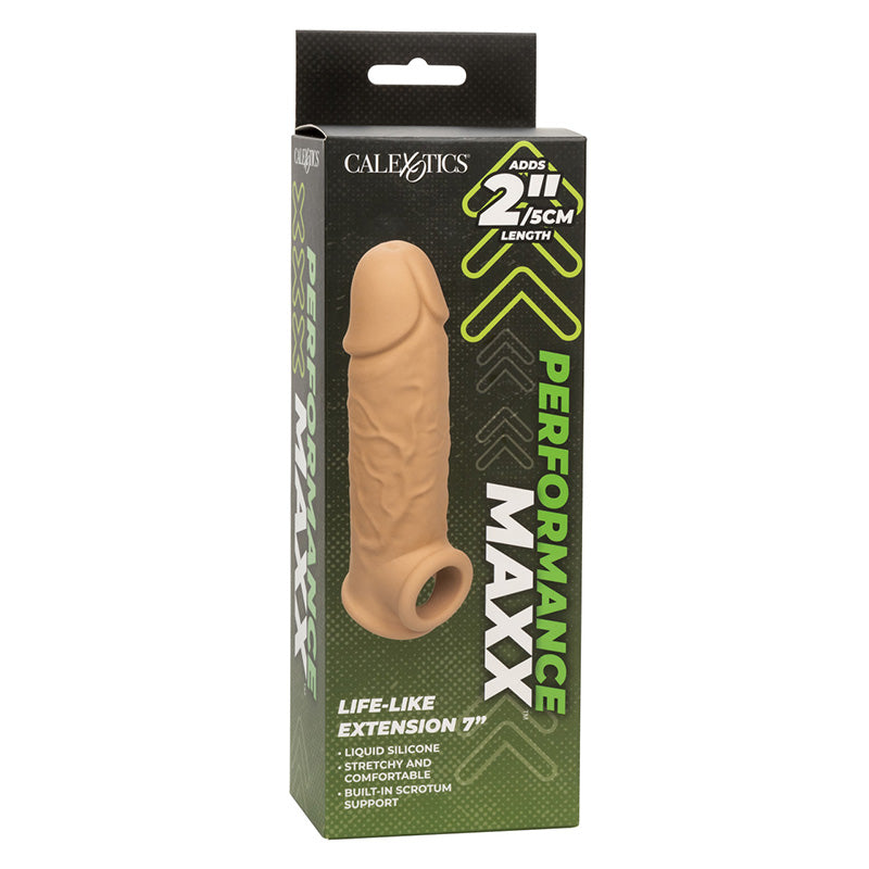 CalExotics SE-1633-05-3 Performance Maxx Life-Like Penis Extension Sleeve 7" Ivory Package Front