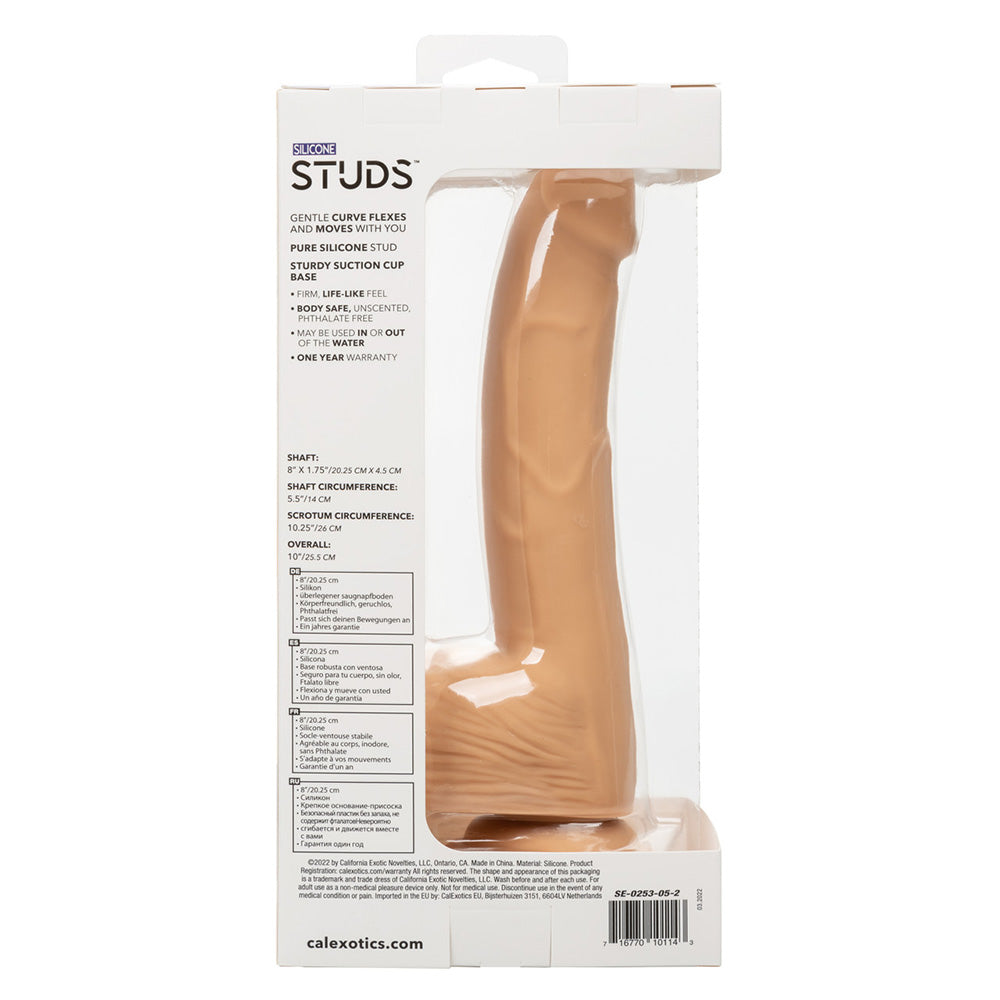 CalExotics SE-0253-05-2 Silicone Studs 8 Inch Realistic Dildo Ivory Package Back