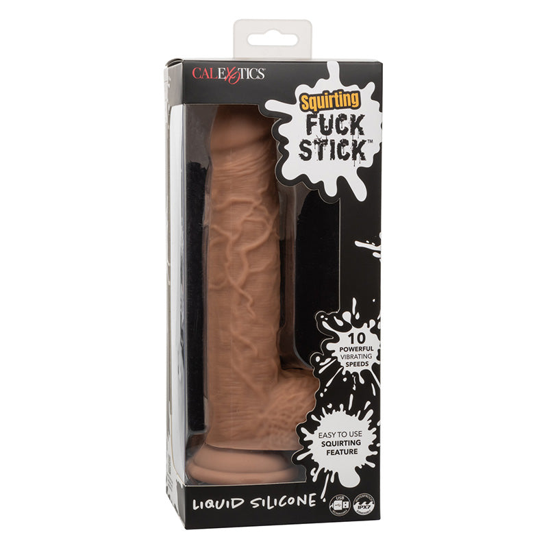 Squirting Fuck Stick Vibrating Squirting Dildo - Brown