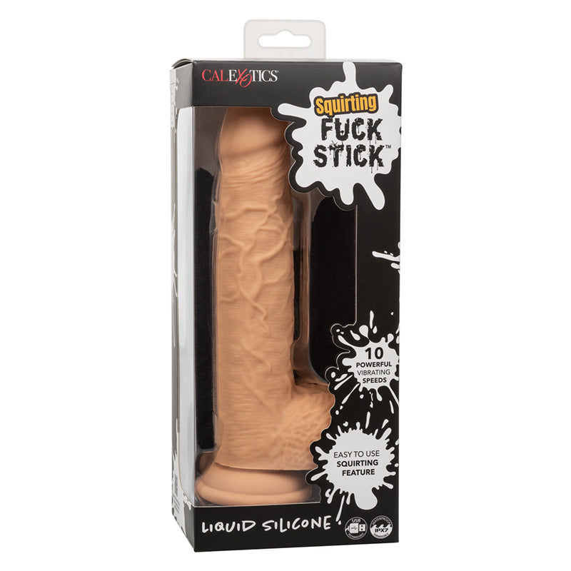 CalExotics SE-0257-25-3 Squirting Fuck Stick Vibrating Squirting Dildo Ivory Package Front