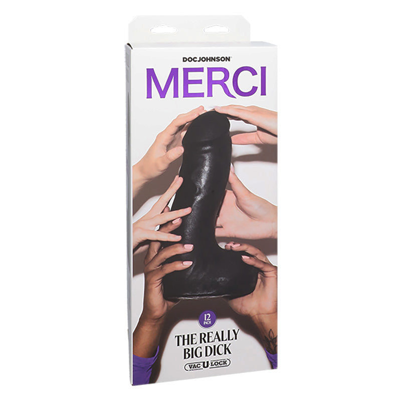 Doc Johnson 2406-04-BX Merci The Really Big Dick Black Vac-U-Lock Dildo Package Front