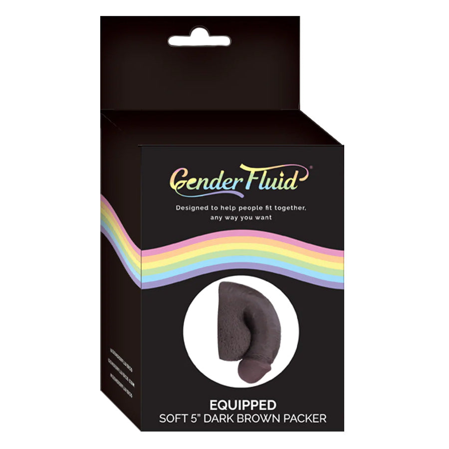 Gender Fluid Equipped 5" Circumcised Soft Packer Dark Brown Package Front