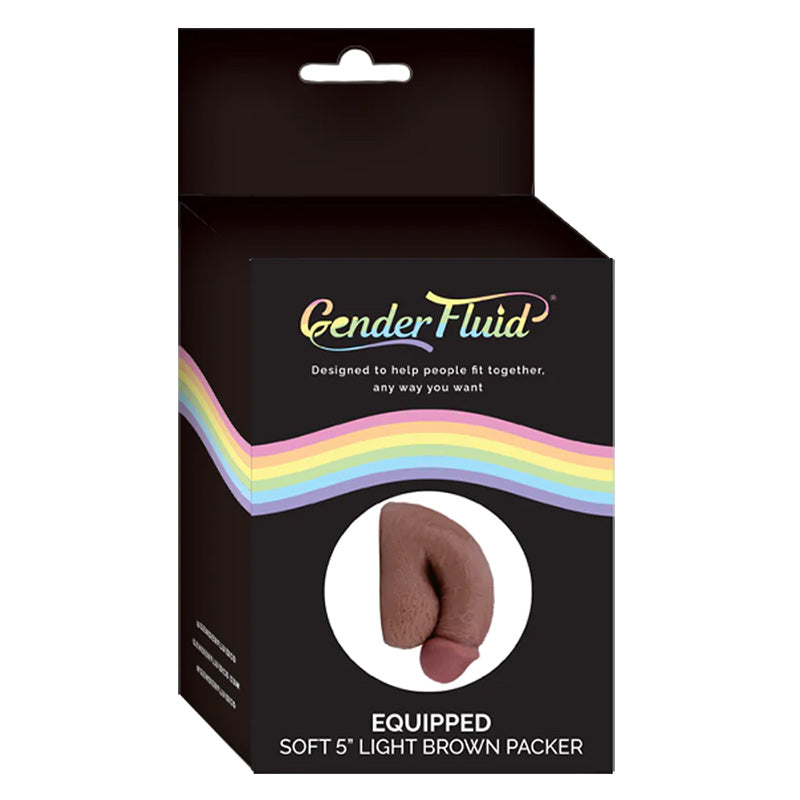 Gender Fluid Equipped 5" Uncircumcised Soft Packer Light Brown Package Front