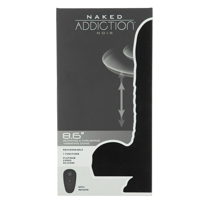 Naked Addiction Noir 8.6" Rotating & Thrusting Vibrating Dildo Package Front