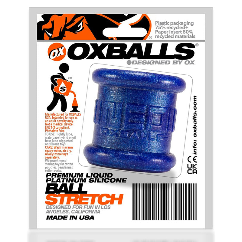 Oxballs OX-1259-BLB Neo Tall Ballstretcher Blueballs Metallic Package Back