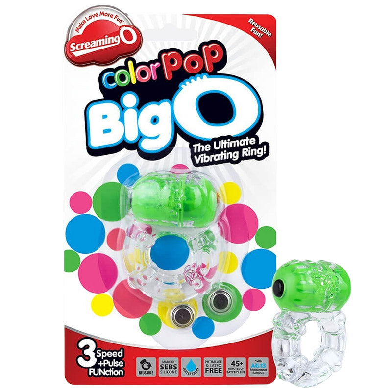 ColorPoP Big O Vibrating Cock Ring Green Package Front