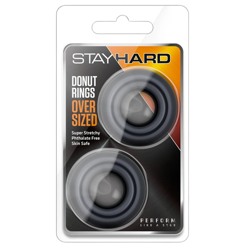 Blush BL-00989 Stay Hard Donut Rings Oversized Thick Cock Rings Black Package Front