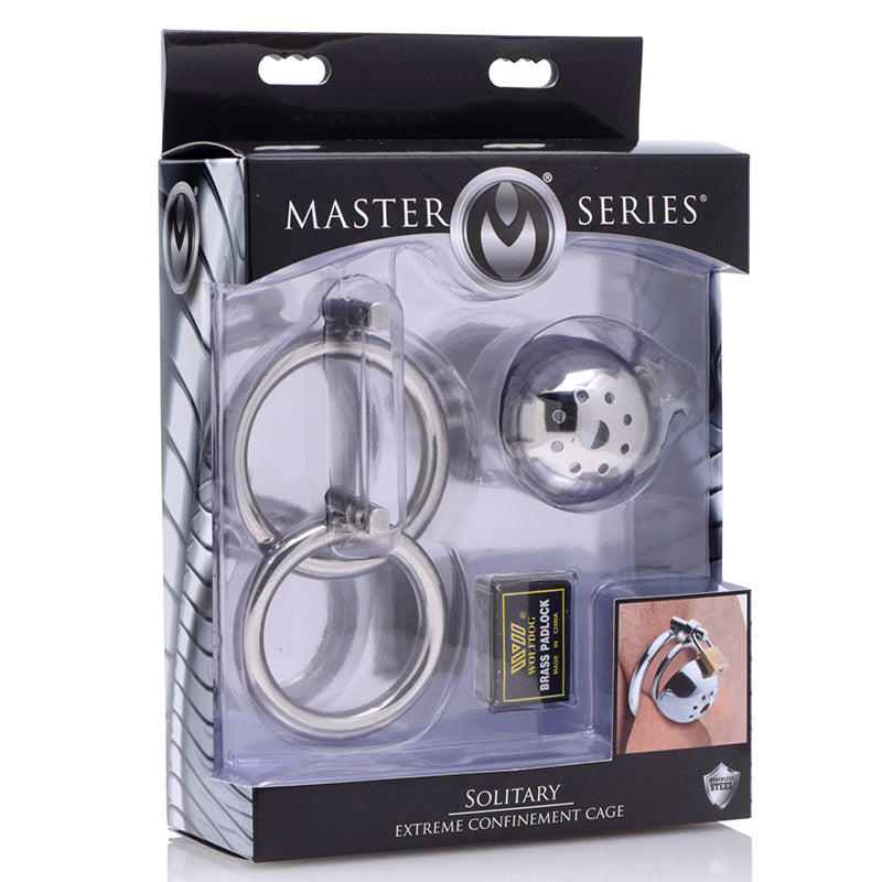 XR Brands AE795 Master Series Solitary Extreme Confinement Cage Package Front
