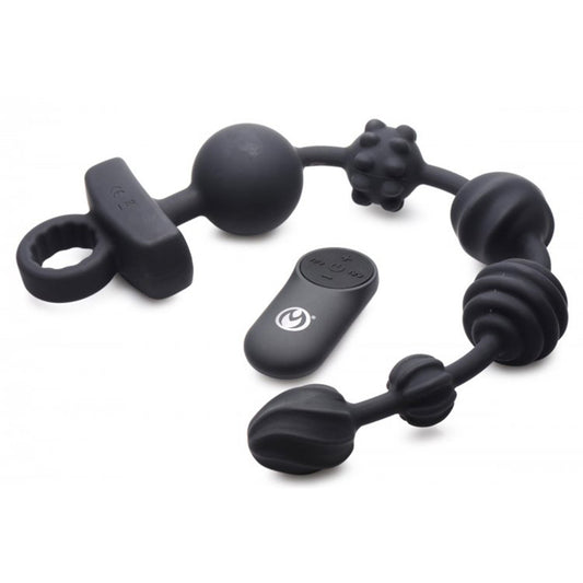XR Brands AG787 21X Dark Rattler Vibrating Silicone Anal Beads with Remote