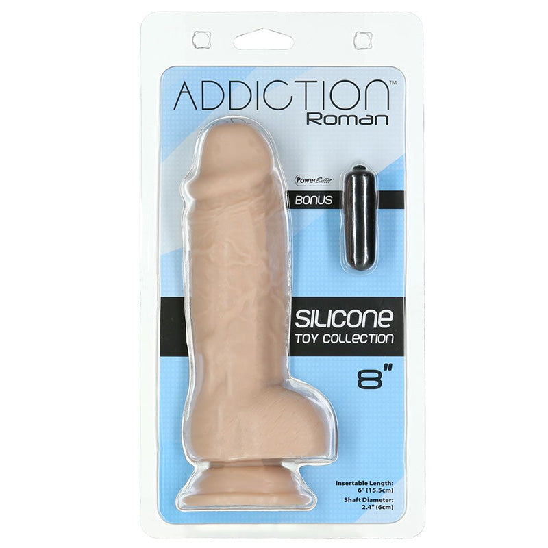 BMS 89121 Addiction Roman 8 Inch Girthy Dildo Package Front