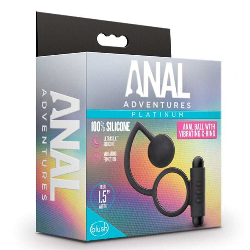 Blush BL-01705 Anal Adventures Platinum - Silicone Anal Ball with Vibrating C-Ring Package