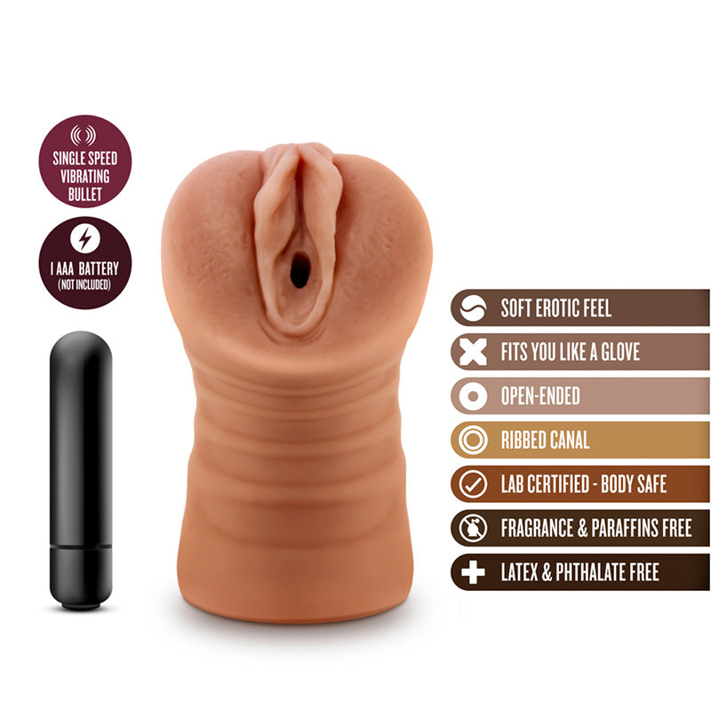 Blush BL-73517 M For Men Julieta Mocha Vibrating Pussy Stroker Features