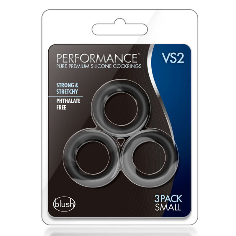 Blush BL-70815 Performance VS2 Pure Premium Silicone Cock Rings - Small - Black Package