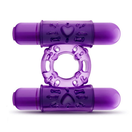 Blush BL-77101 Play With Me Double Play Dual Vibrating Cock Ring Purple