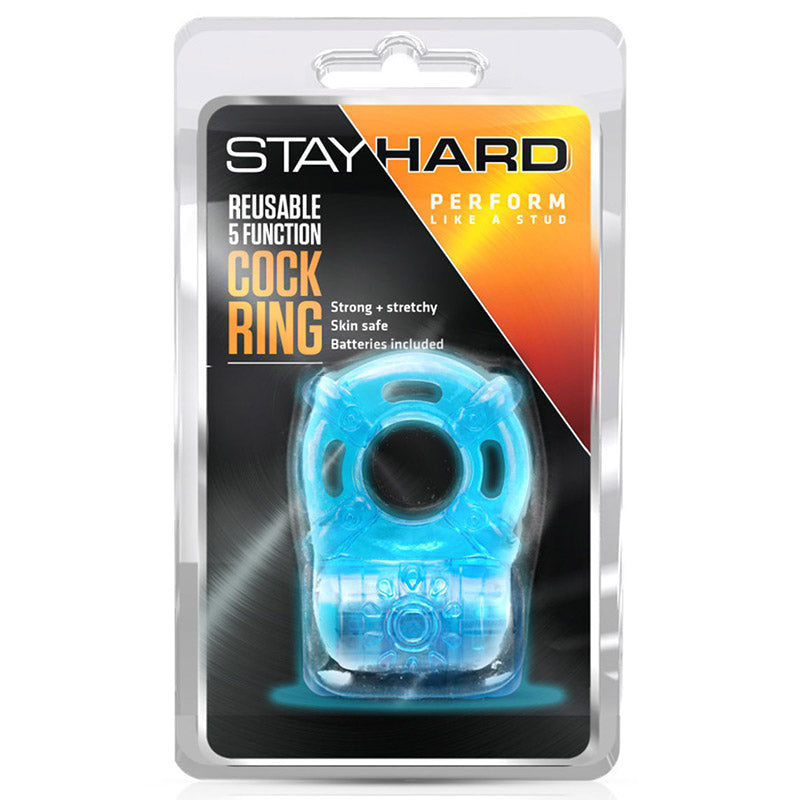 Blush BL-30802 Stay Hard Reusable 5 Function Cock Ring Package