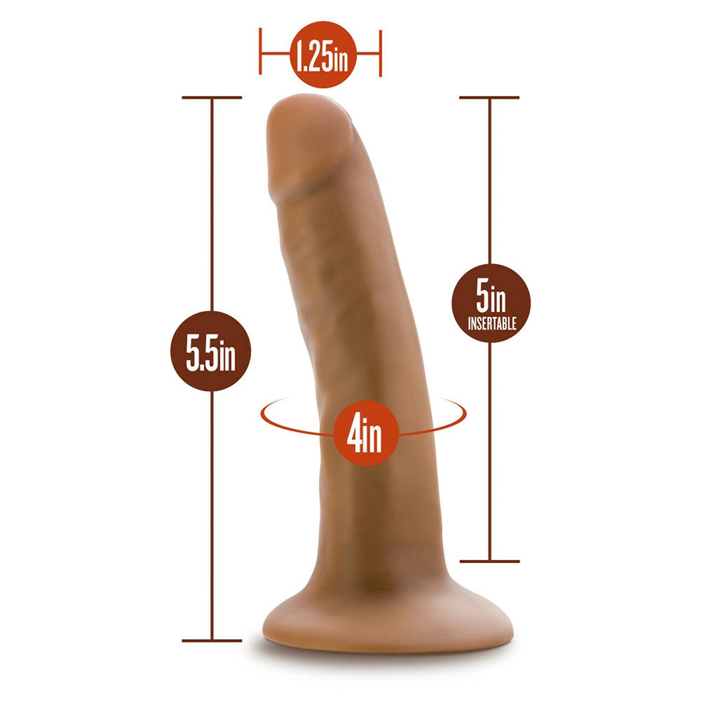 Dr. Skin 5.5 Inch Dildo with Suction Cup - Mocha - Measurements