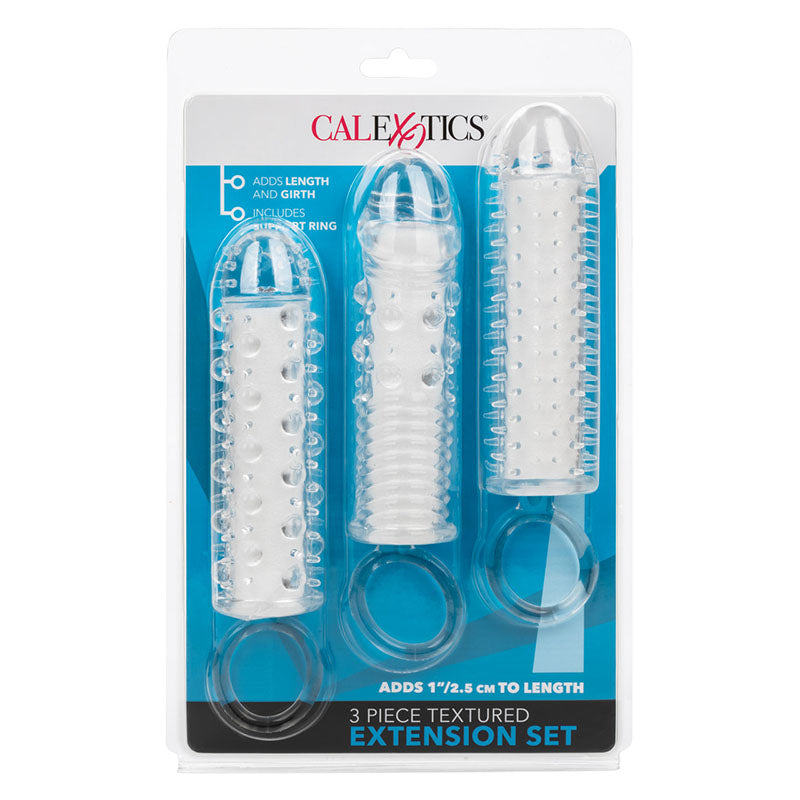 CalExotics  SE-1625-60-2 3 Piece Textured Penis Extension Set Package Front