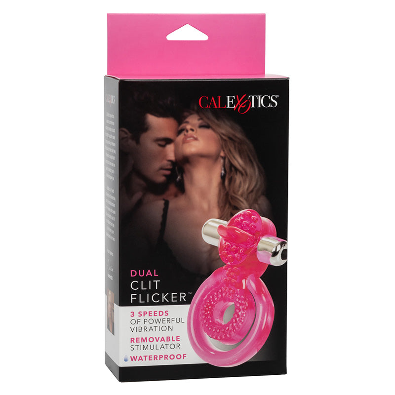 CalExotics SE-1801-30-3 Dual Clit Flicker Vibrating Cock Ring Package Front