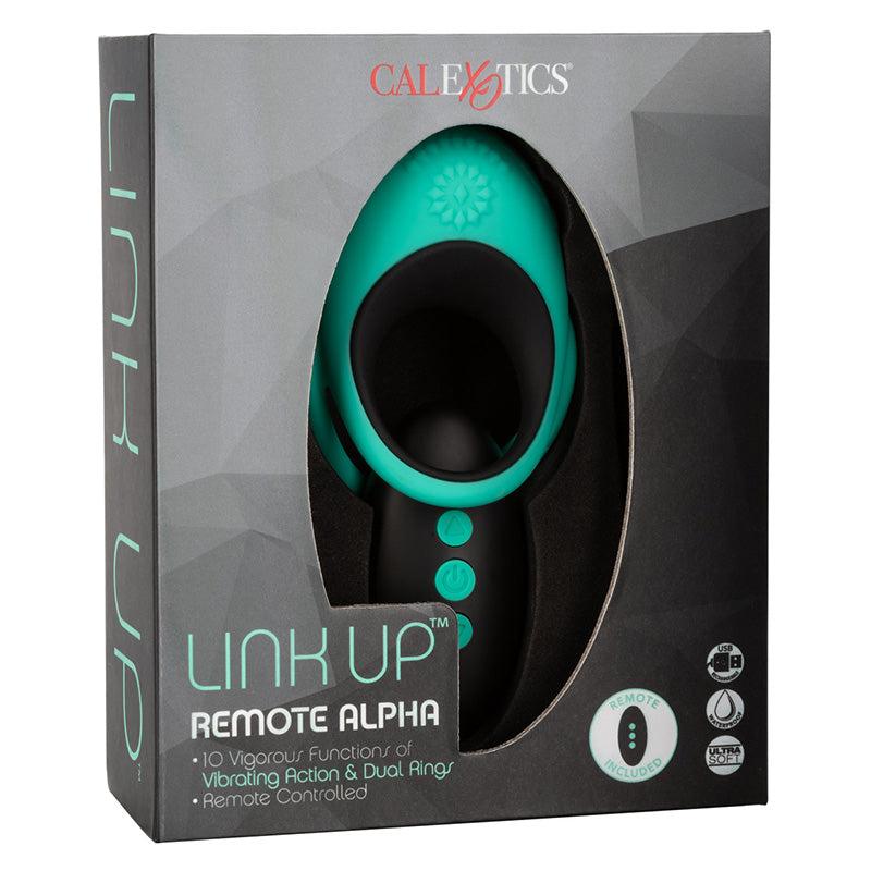 CalExotics SE-1351-10-3 Link Up Remote Alpha Vibrating Cock Ring Package Front