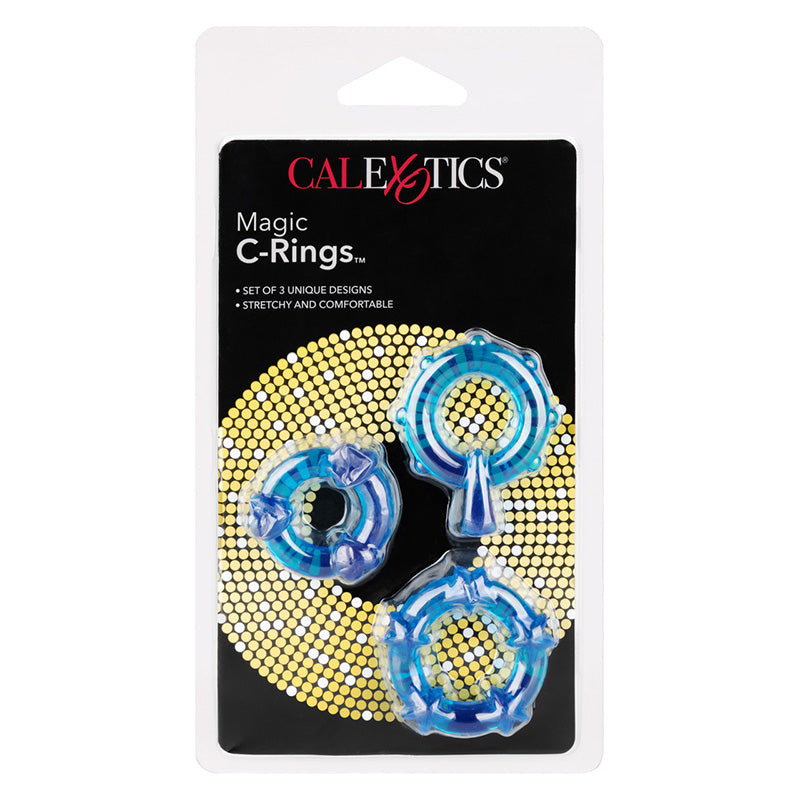 CalExotics SE-1429-35-2 Magic C-Rings Cock Ring Set Blue Package Front