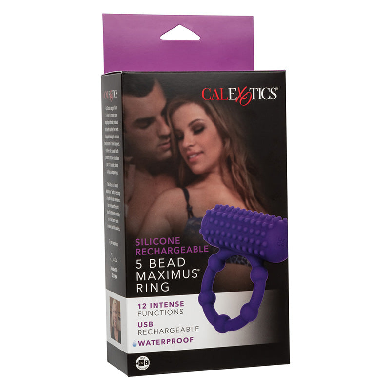 CalExotics SE-1843-25-3 Silicone Rechargeable 5 Bead Maximus Ring Package Front