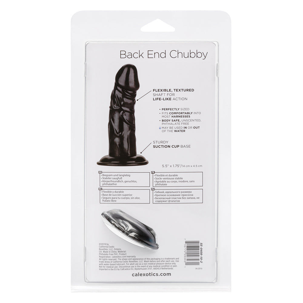 Back End Chubby Black Realistic Dildo - Package Back