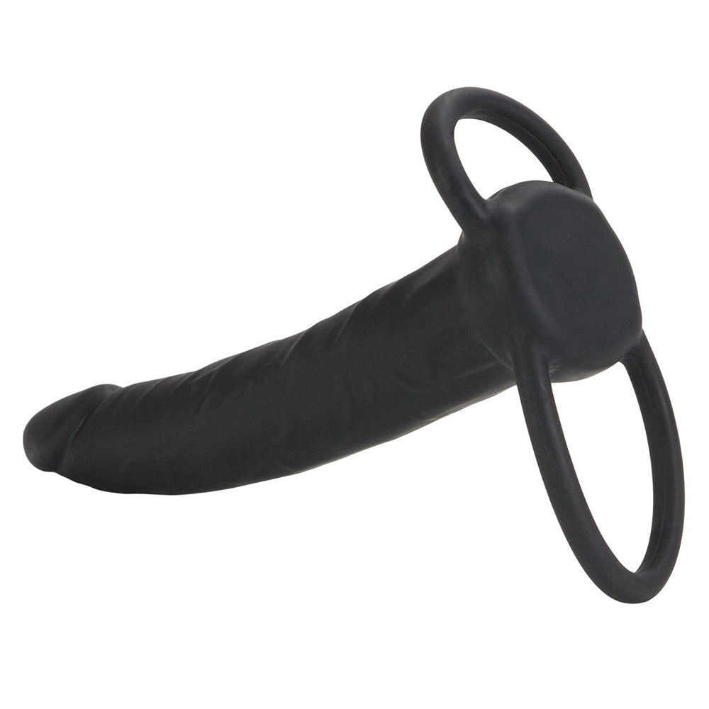 Cal Exotics Silicone Double Rider Black Wearable DP Cock Ring Dildo