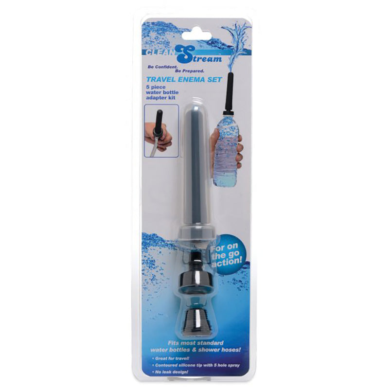 XR Brands AF642 Clean Stream Travel Enema Water Bottle Adapter Set Package