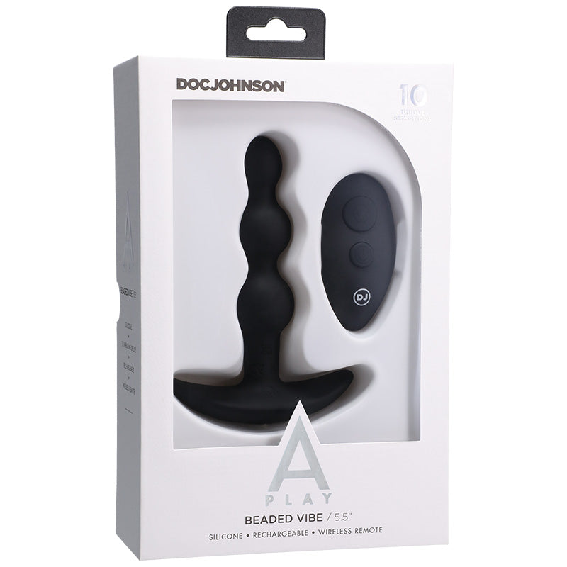 Doc Johnson 0300-17-BX A-Play Beaded Vibe Anal Plug with Remote Black Package