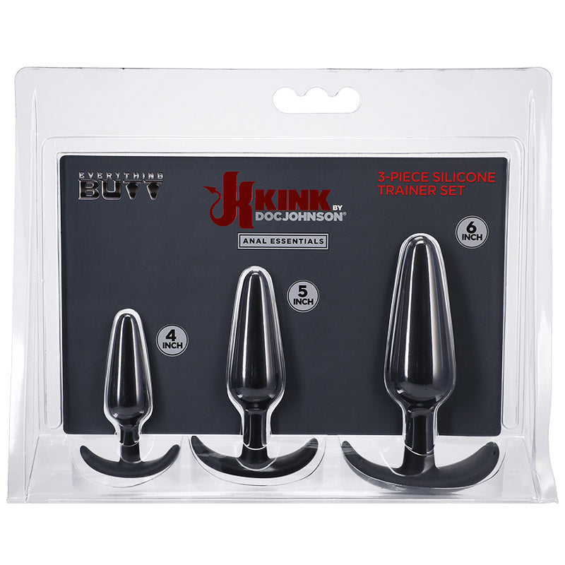 Doc Johnson 2401-47-CD KINK Anal Essentials 3-Piece Silicone Trainer Set Package