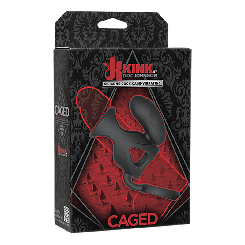 Doc Johnson 2402-10-BX Kink Caged Vibrating Silicone Cock Cage Package Front
