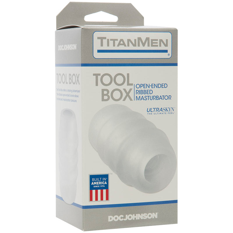 Doc Johnson 3600-01-BX TitanMen Tool Box Open-Ended Ribbed Masturbator Package