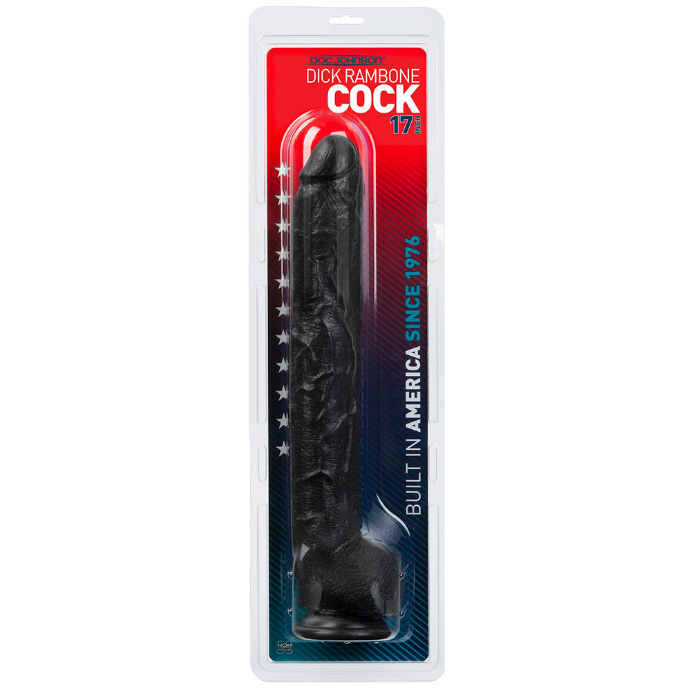 Dick Rambone Cock Giant 17 Inch Realistic Dildo - Black - Package