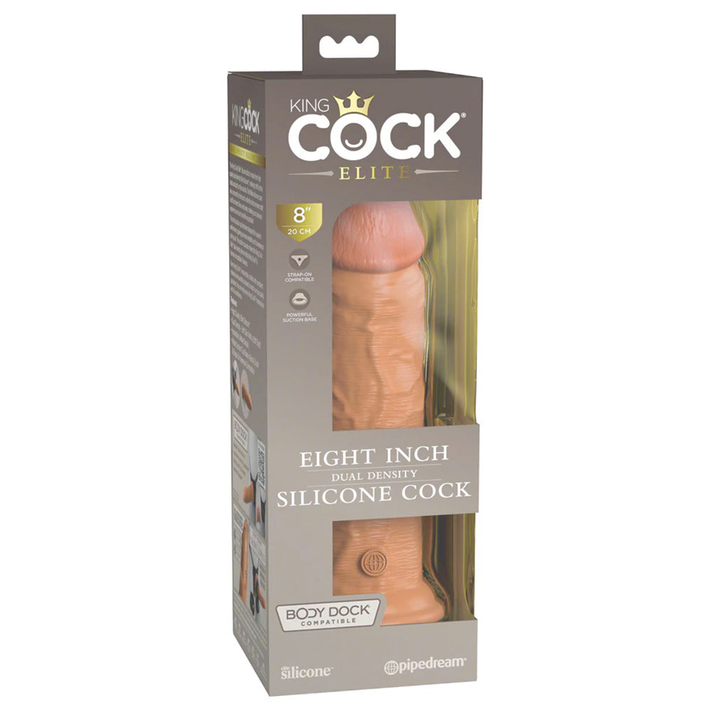 Pipedream PD5772-21 King Cock Elite 8 Inch Dual Density Silicone Cock Light Package Front