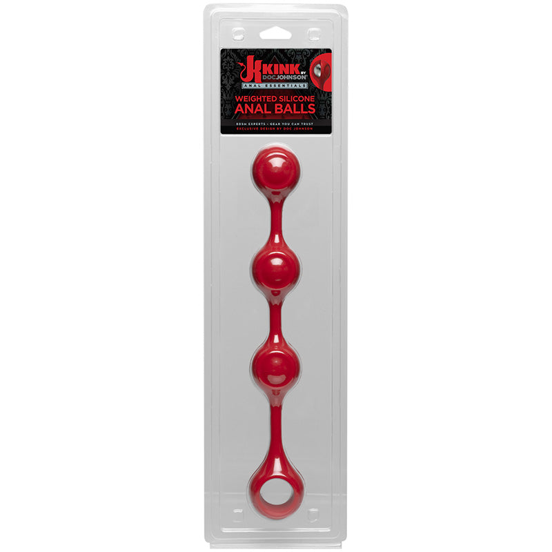 Doc Johnson 2401-57-CD Kink Weighted Silicone Anal Balls Red Package