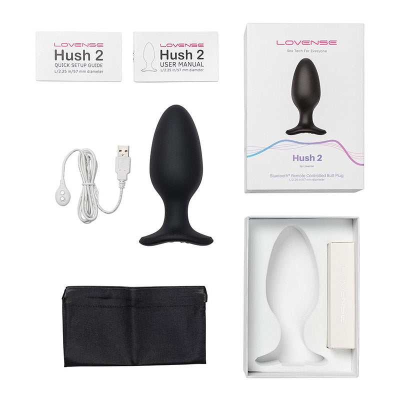 Lovense Hush 2 Bluetooth Vibrating Butt Plug Large Package Contents