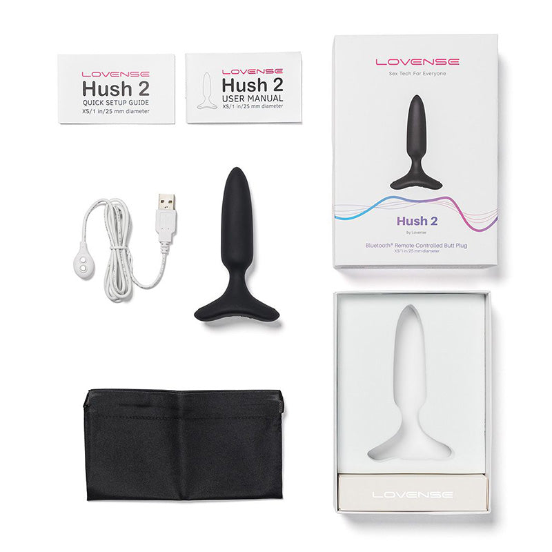 Lovense Hush 2 Bluetooth Vibrating Butt Plug Extra Small Package Contents