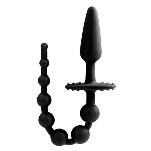 NMC 371-11 Butt-On 2-in-1 Plug with Anal Beads Black