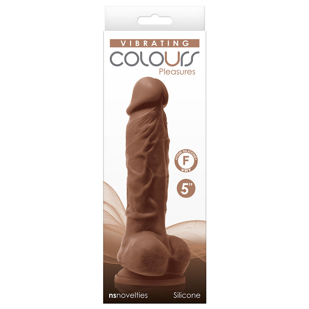 Colours Pleasures 5 Inch Realistic Vibrating Dildo - Brown - Box