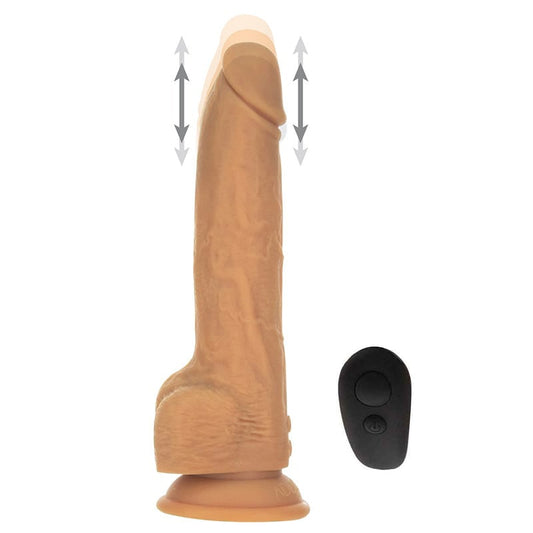 BMS Factory 88425 Naked Addiction 9 Inch Thrusting Dildo with Remote - Caramel