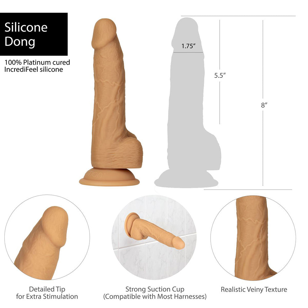 Naked Addiction 8 Inch Silicone Dual Density Dildo - Caramel