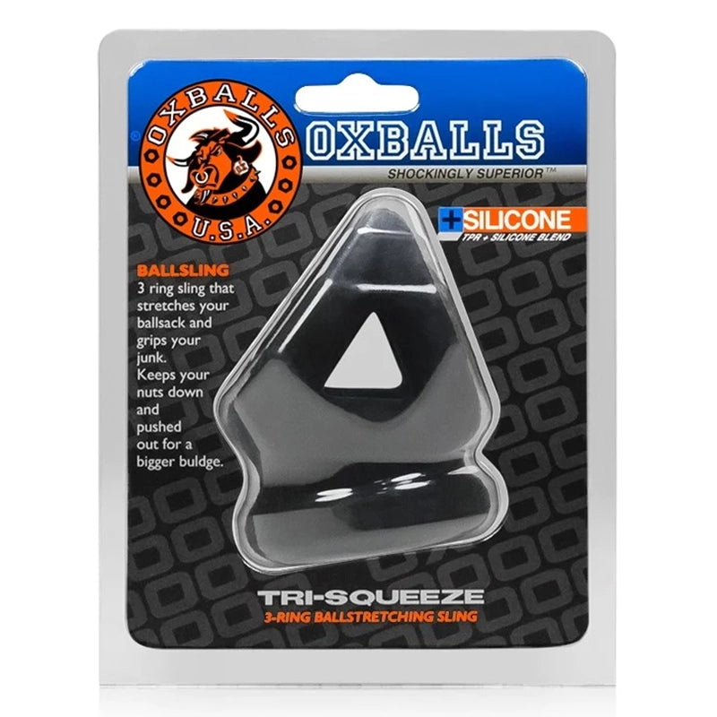 Oxballs Tri-Squeeze Cocksling and Ballstretcher Black Ice OXS-3024 Package