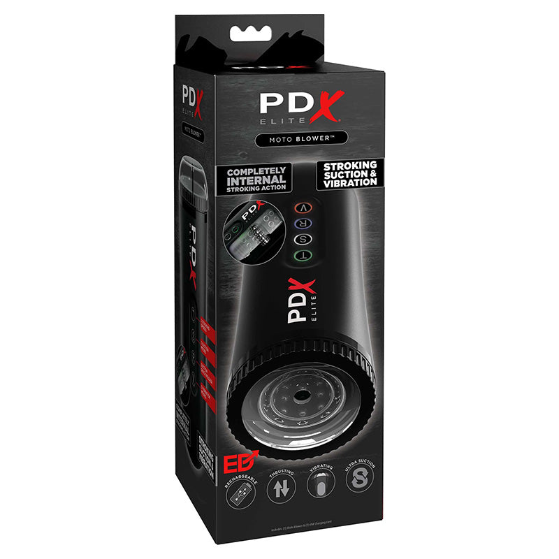 Pipedream RD537 PDX Elite Moto Blower Thrusting Vibrating Suction Masturbator Package