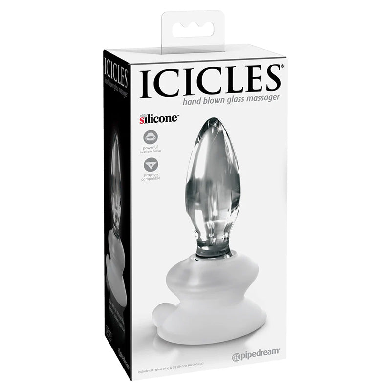 Pipedream PD2891-20 Icicles No. 91 Glass Butt Plug with Suction Cup Package