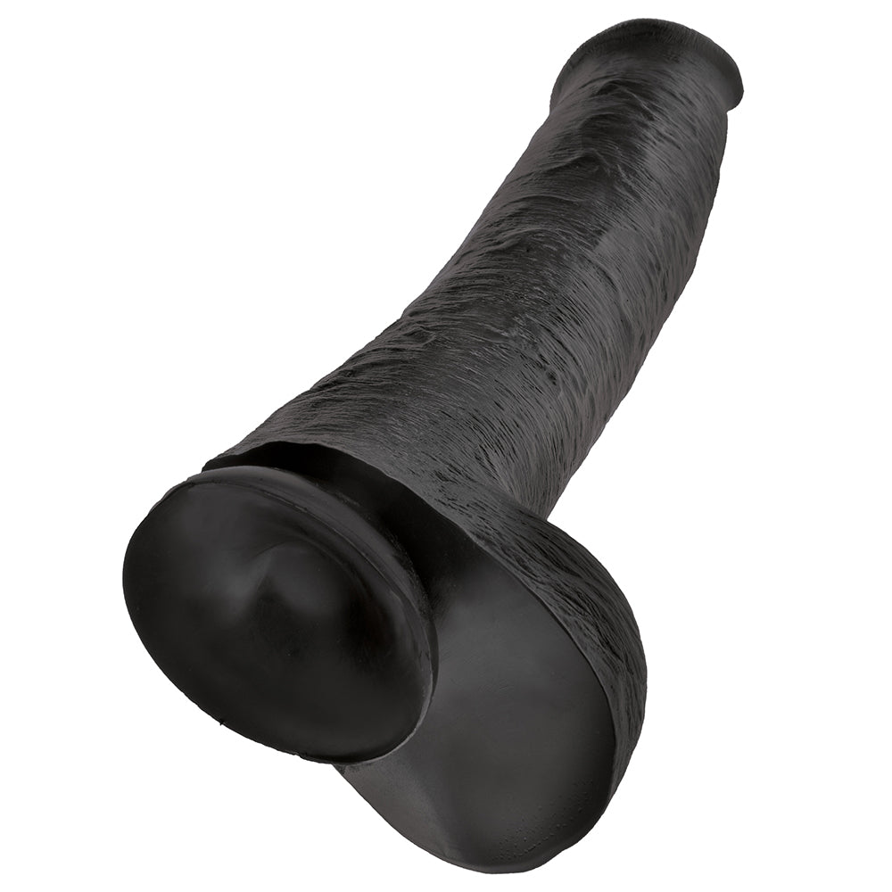 King Cock 15 Inch Cock with Balls Large Realistic Suction Cup Dildo - Black