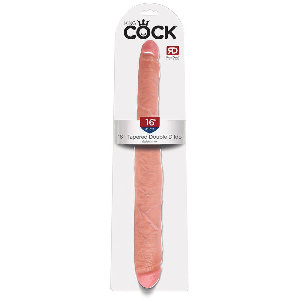 King Cock 16 Inch Tapered Double Dildo - Light - Package