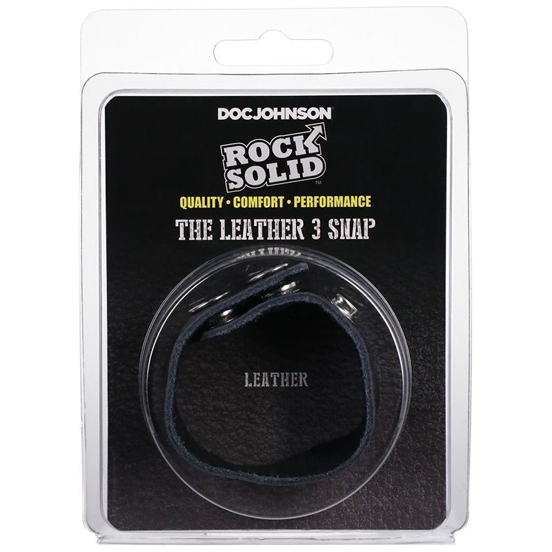 Rock Solid The Leather 3-Snap Adjustable Cock Ring Package