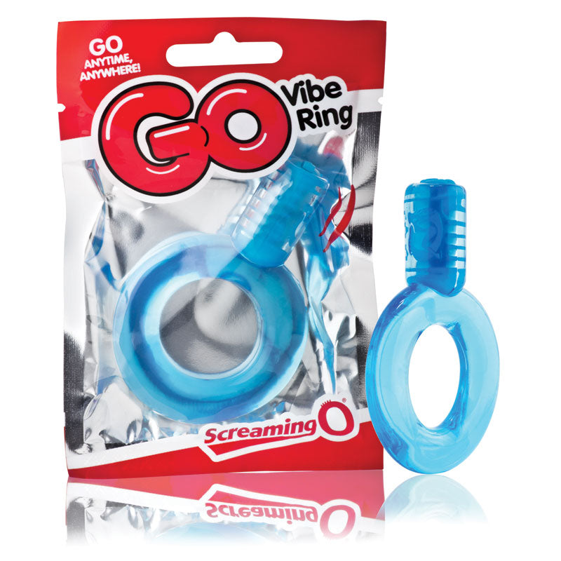 Screaming O GO-BU-110 GO Vibe Ring Disposable Cock Ring- Blue Package