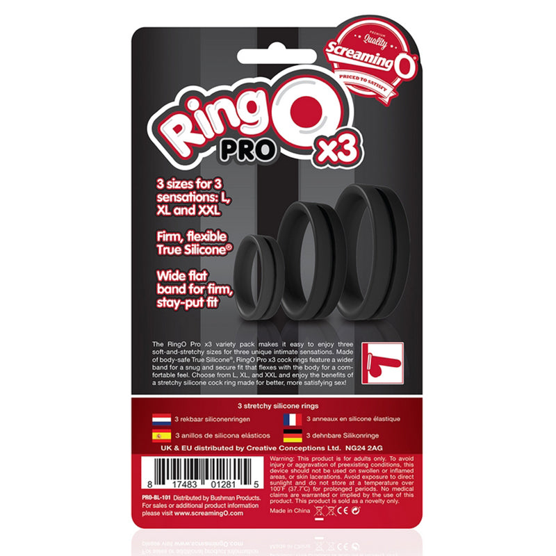 Screaming O PRO-BL-110 Ring O Pro x3 - Black Package Back